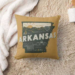 Almofada Estado do Arkansas Retro