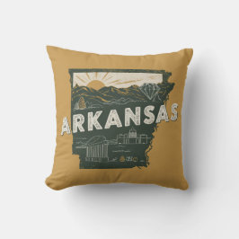 Almofada Estado do Arkansas Retro
