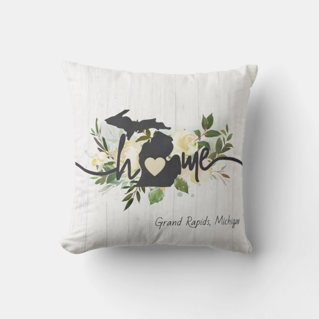 Almofada Estado do Michigan Personalizou Sua Russa Cidade (Frente)