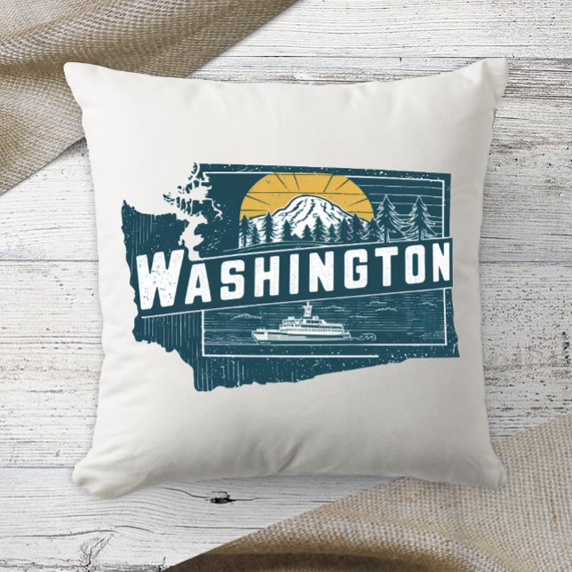 Almofada Estado Nativo Washington Cor Retro (Criador carregado)