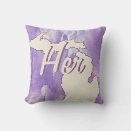 Almofada Estado Personalizado Michigan Purple Watercolor