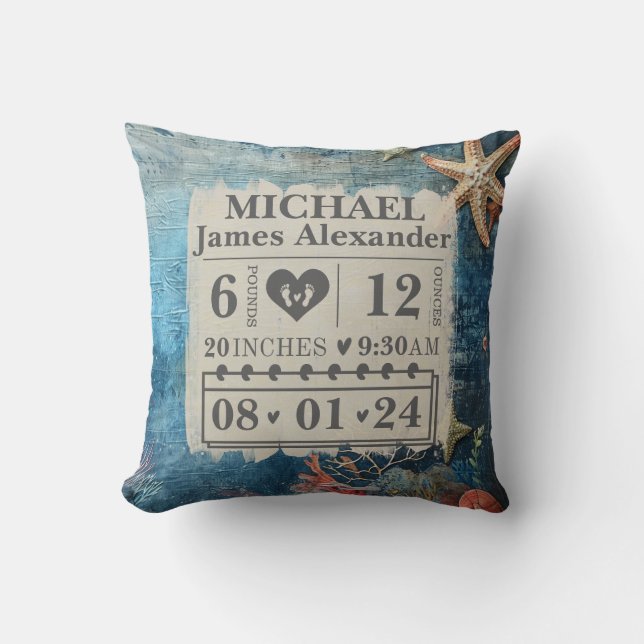 Almofada Estados de Nascimentos Personalizados Mar de Vinta (Frente)