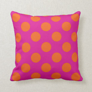Almofada Estalando Polkadots cor-de-rosa e alaranjado