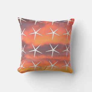 Almofada Estaleiro Branco Padrão Laranja Céu Sunset Paisa