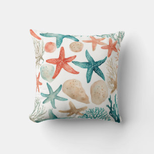 Almofada Estaleiro-do-mar-laranja Beachy Seashell Patterno