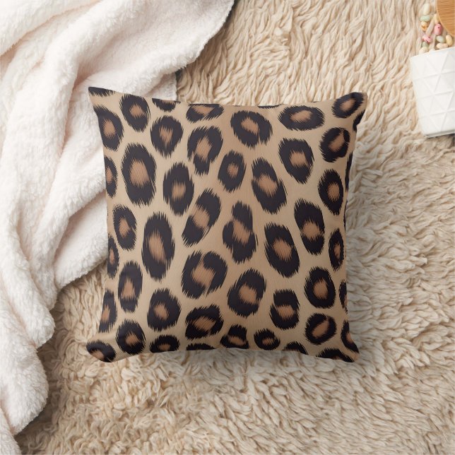 Almofada Estampa Animal Clássica de Leopardo Marrom Guepard (Cobertor)