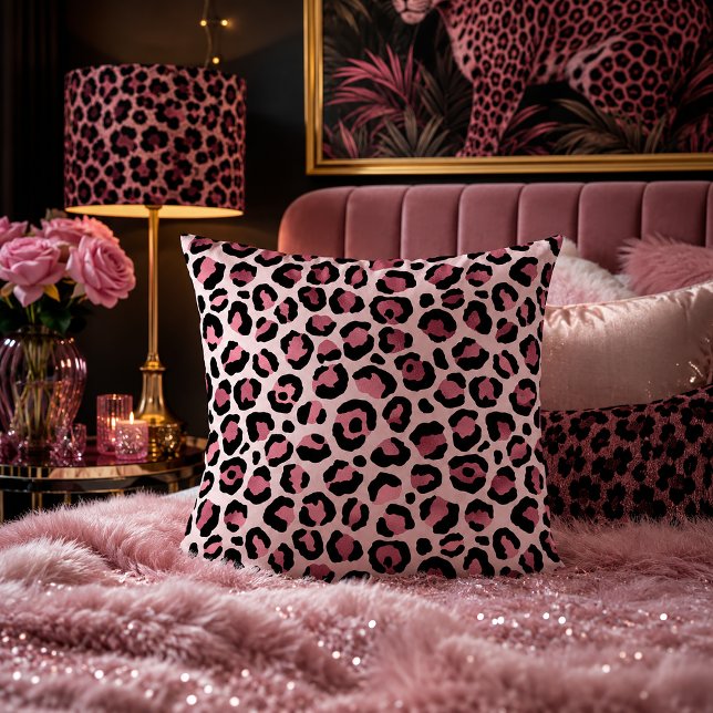 Almofada Estampa Animal de Onça Rosa Pastel (Criador carregado)