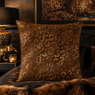 Almofada Estampa Animal em Bronze Metálico Leopardo