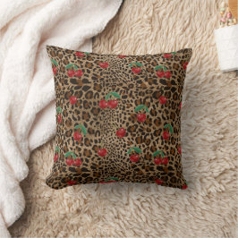 Almofada Estampa Animal Leopardo Guepardo Padrão Cereja Ver