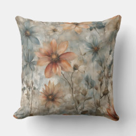 Almofada Estampa de decoração de casa floral azul terroso q