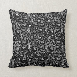 Almofada Estampa de leopardo cinza preto e prata