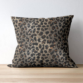 Almofada Estampa de leopardo dourado preto marrom brilhante