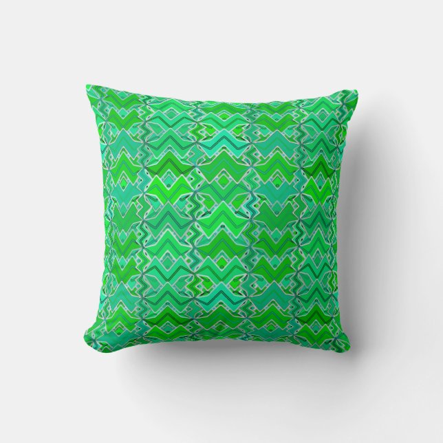 Almofada Estampa Tribal Batik, Verde Jade e Verde Lima (Frente)