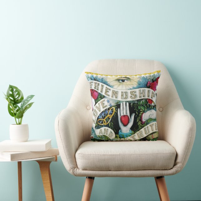 Almofada Estandarte de Amizade Amor Verdade com Corações Mã (Cadeira)