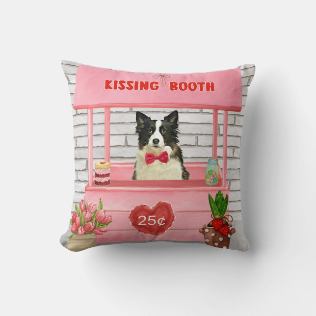 Almofada Estande de Beijos de Cachorro Border Collie no Dia (Frente)