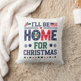 Almofada Estarei em casa no Natal | Travesseiro decorativo 