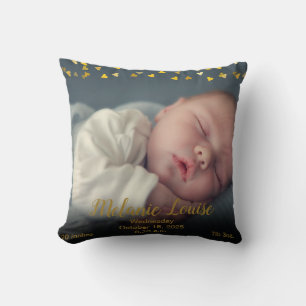 Almofada Estatísticas de Nascimento Foto Personalizada Cora