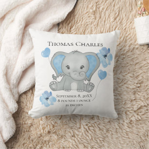 Almofada Estatísticas de Nascimento Personalizadas Elefante