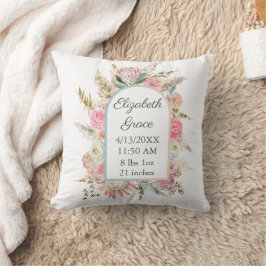 Almofada Estatísticas de Nascimento Personalizadas Rosa Flo