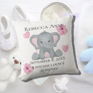 Almofada Estatísticas de Nascimentos Personalizadas Cinzas