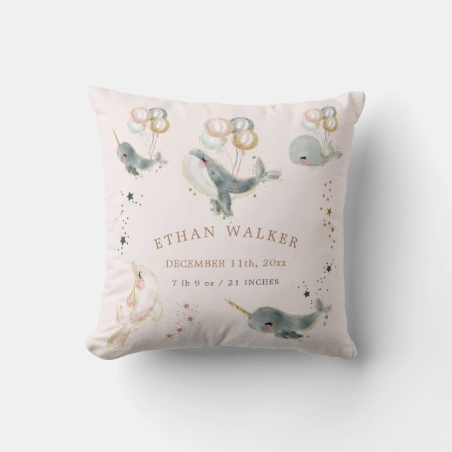 Almofada estatísticas de natalidade de bebês de baleias mág (Frente)