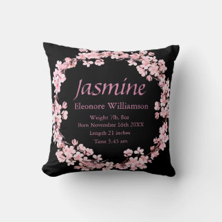 Almofada Estatísticas personalizadas de parto preto cor-de-