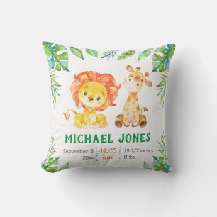Almofada Estatísticas Personalizadas do Bebê Menino Verde B
