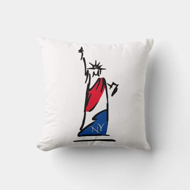 Almofada Estátua da Liberdade NY Vermelho Branco e Azul (Frente)