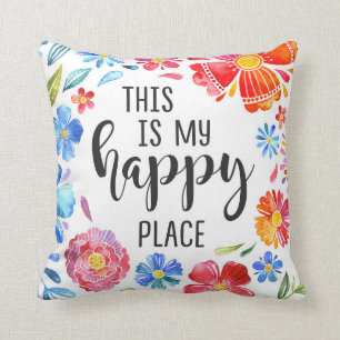 Almofada Este é meu lugar feliz, travesseiro decorativo