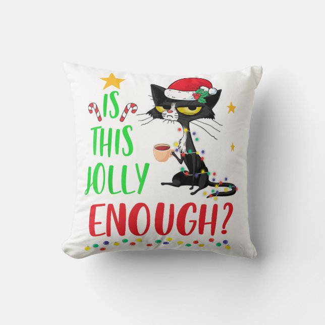 Almofada Este Gato Negro Chega De Feliz Natal? (Frente)