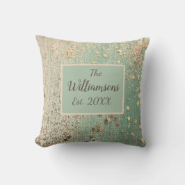 Almofada Esteira Dourada personalizada em verde marinho