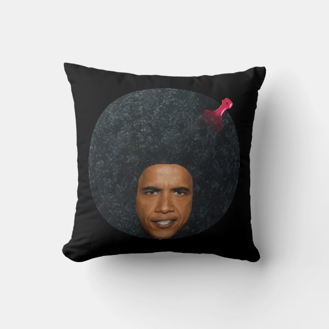 Almofada Estêncil do retrato do Afro de Barack Obama (Frente)