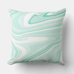 Almofada Estética de pintura líquida de espiral verde-aqua