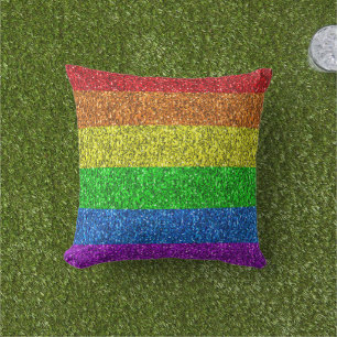Almofada Estilhaço brilhante do arco-íris com bandeira LGBT