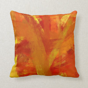 Almofada Estilo amarelo alaranjado da pintura das belas