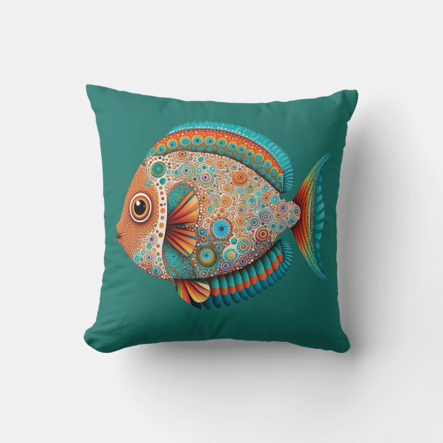 Almofada Estilo artístico aborígene de peixes tropicais (Frente)