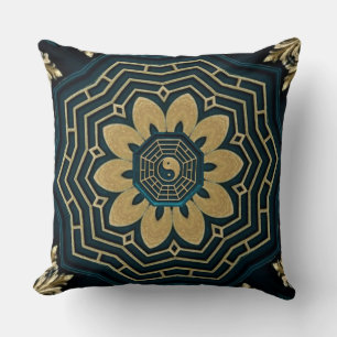 Almofada Estilo Asiático Dourado e Verde
