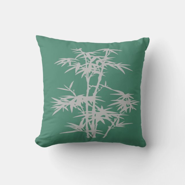 Almofada Estilo asiático Zen bamboo em verde (Frente)