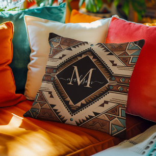 Almofada Estilo Boho de Cultura Indiana Padrão Americano Na