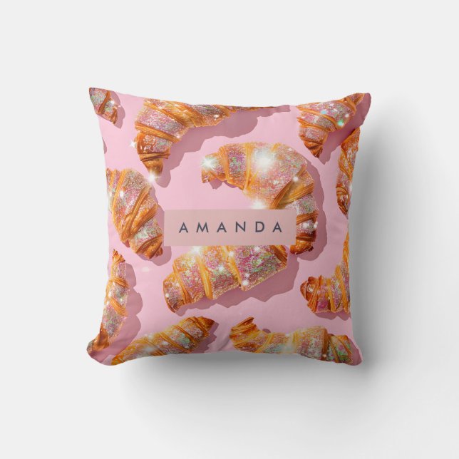 Almofada Estilo Croissant com Brilho Personalizado (Frente)