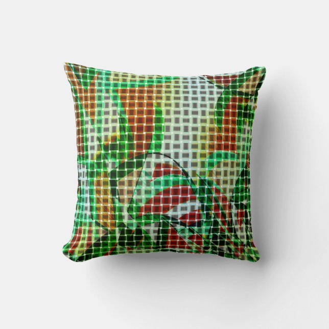 Almofada Estilo da cesta em fitas curvas verdes, detalhes d (Frente)