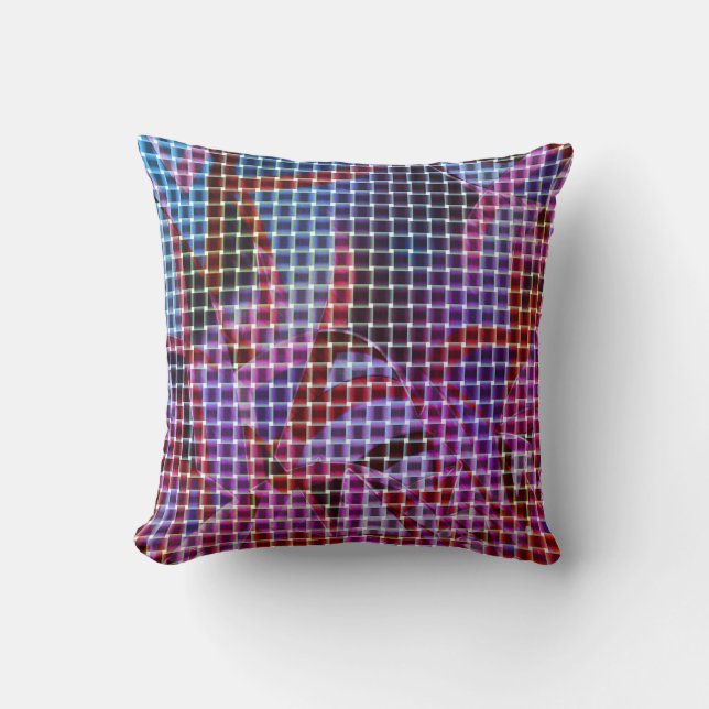 Almofada Estilo das cestas em tons de rosa escuro, azul, li (Frente)