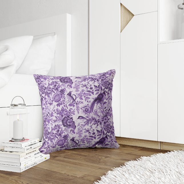 Almofada Estilo de Algodão Francês Toile de Jouy Purple (Criador carregado)
