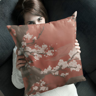 Almofada Estilo de Arte Japonês Flor de Cerejeira Branca