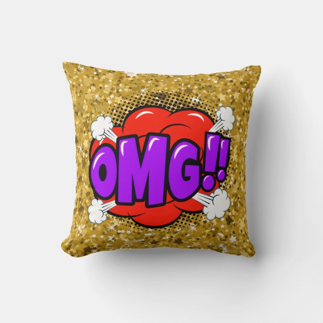 Almofada Estilo de banda desenhada Pop Arte Retro Roxo Dour (Frente)