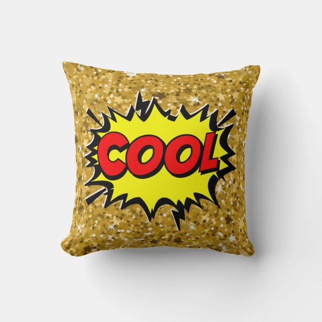 Almofada Estilo de banda desenhada Pop Arte Retroamarela Ve (Frente)