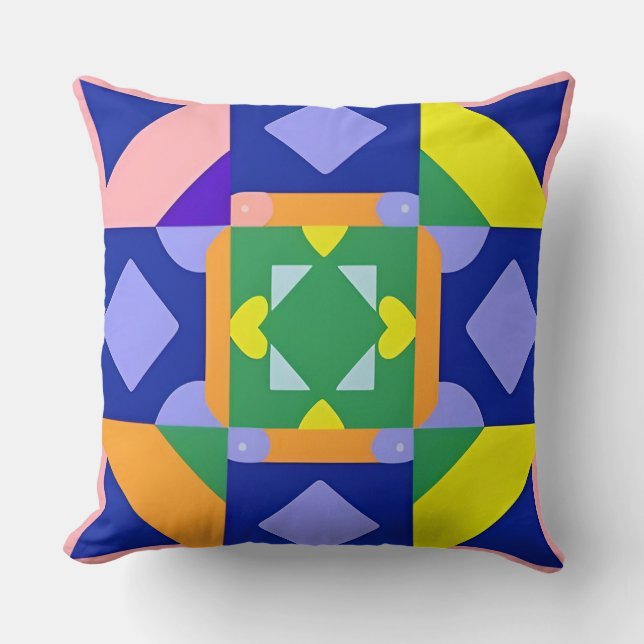 Almofada 🌸 Estilo de Casa Aconchegante Abstrato Geométrico (Frente)