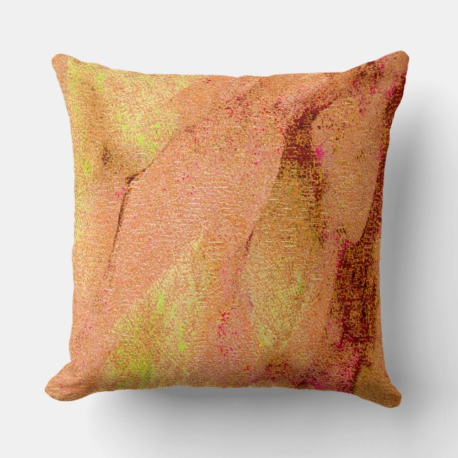 Almofada Estilo de couro enrugado com tinta vestida, salmão (Frente)