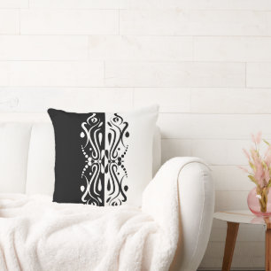 Almofada Estilo de Harlequin Abstrato branco e preto elegan
