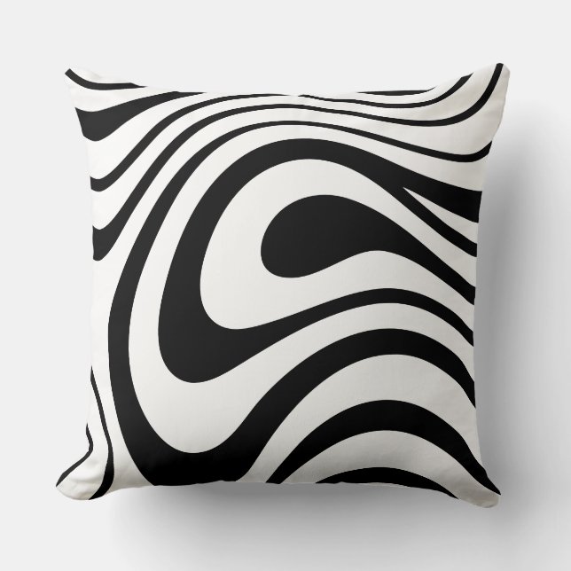 Almofada Estilo de mármore abstrato preto e branco (Frente)